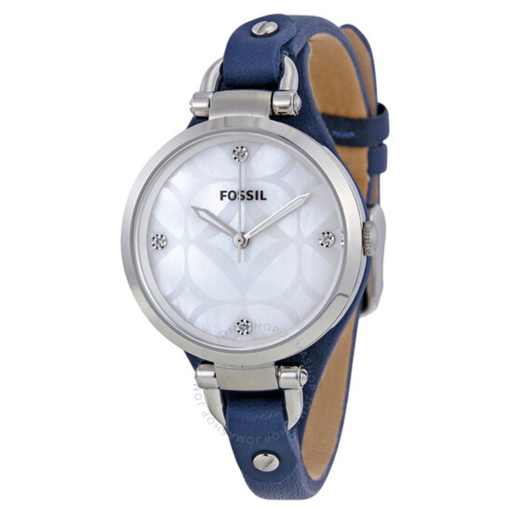 Fossil Georgia Navy Leather Strap